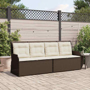 Tuinbank poly rattan bruin met kussen