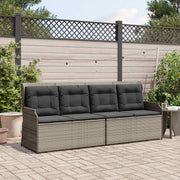 Tuinbank poly rattan grijs verstelbaar