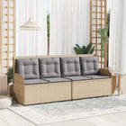 Tuinbank poly rattan beige met kussen