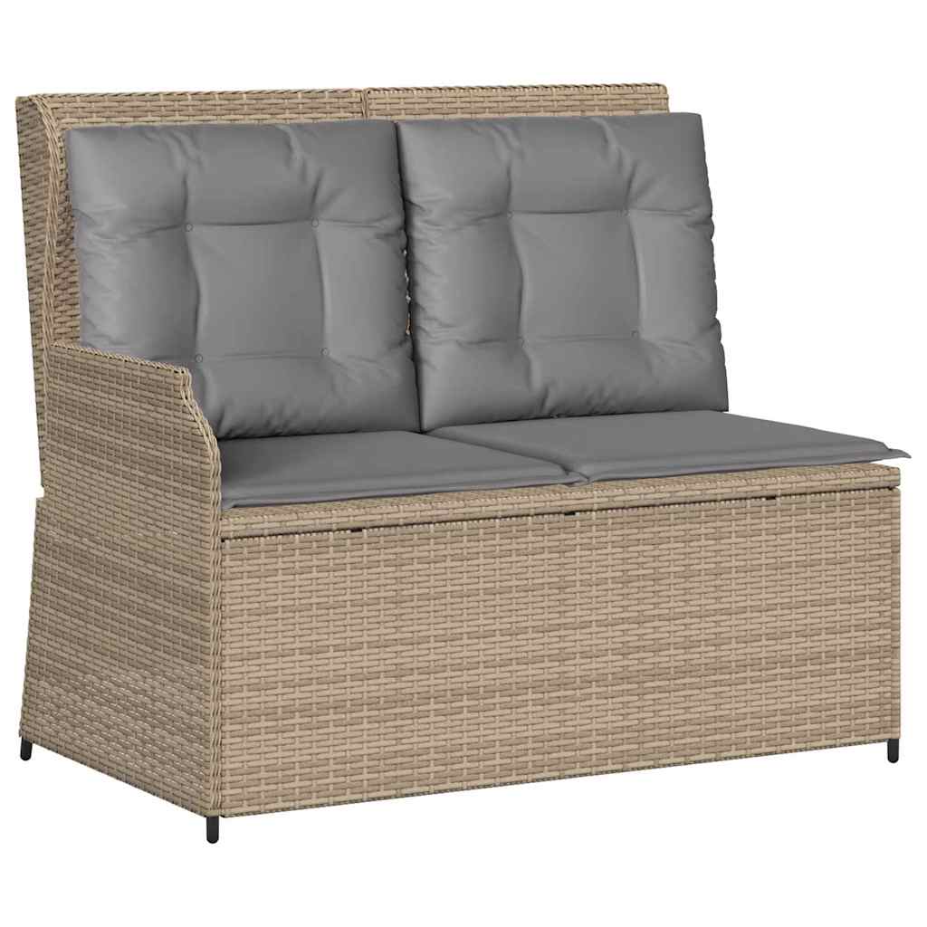 Tuinbank met kussen Beige Poly riet