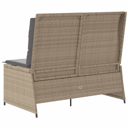 Tuinbank met kussen Beige Poly riet