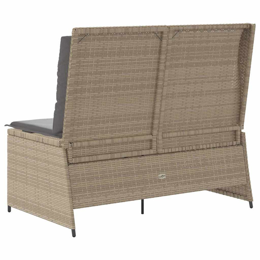 Tuinbank met kussen Beige Poly riet