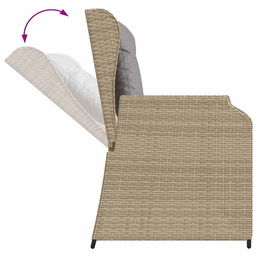 Tuinbank met kussen Beige Poly riet