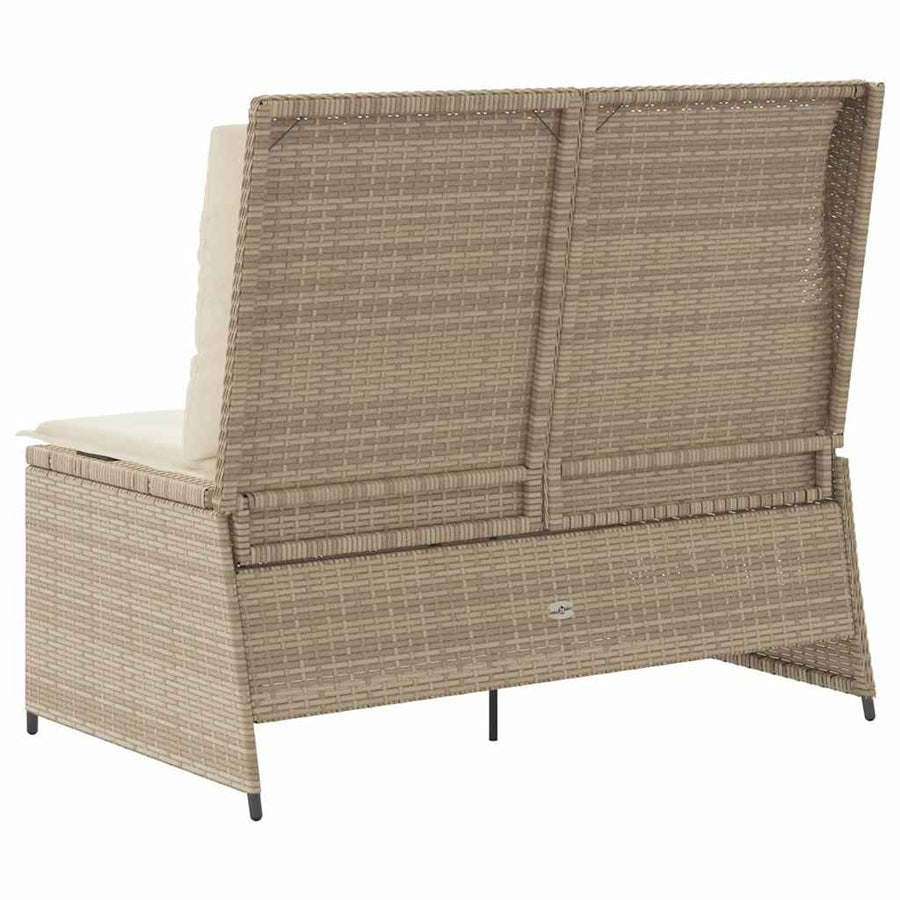 Tuinbank met kussen Beige Poly riet