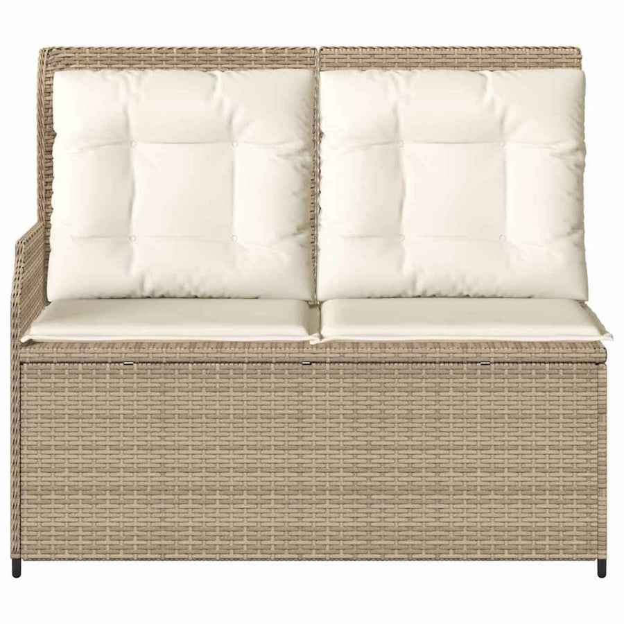 Tuinbank met kussen Beige Poly riet