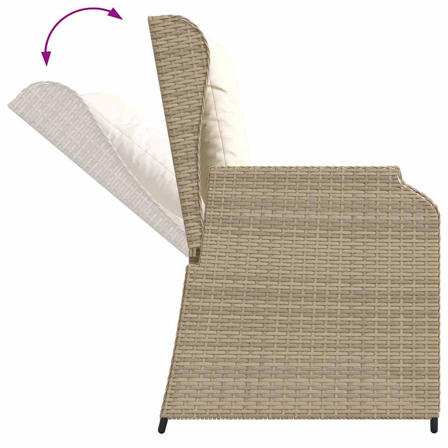 Tuinbank met kussen Beige Poly riet
