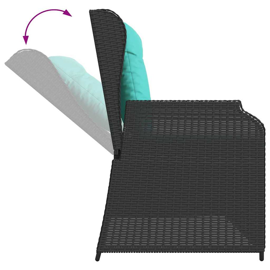 Tuinbank Zwart poly rattan