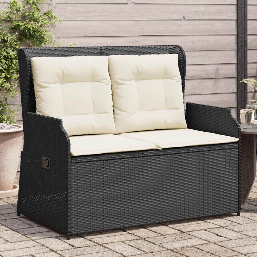 Tuinbank Zwart poly rattan