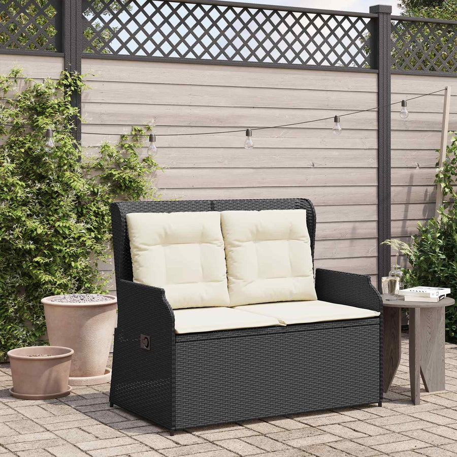 Tuinbank Zwart poly rattan