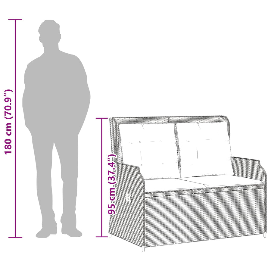 Tuinbank Bruin poly rattan