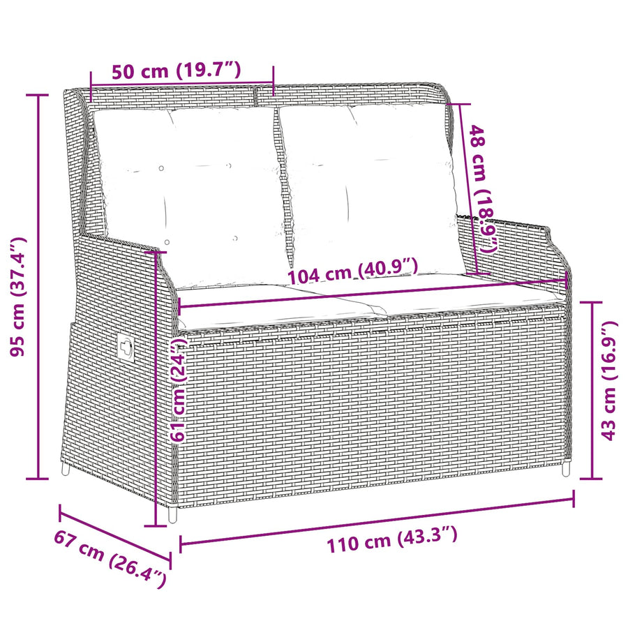 Tuinbank Bruin poly rattan