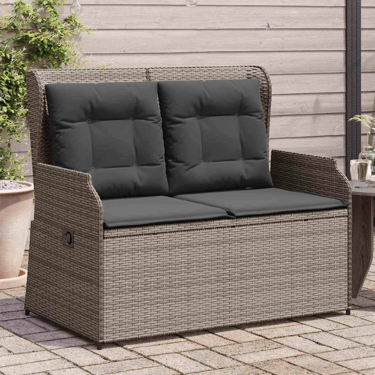 Tuinbank Grijs poly rattan