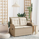 Tuinbank poly rattan beige verstelbaar