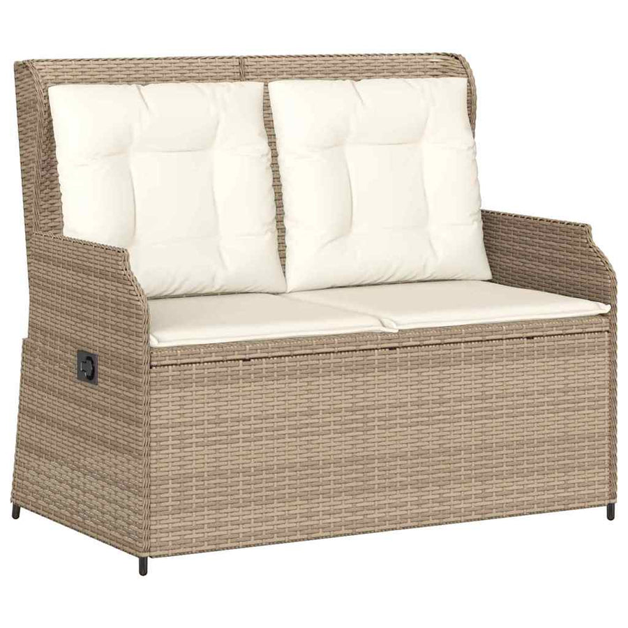 Tuinbank met kussen Beige Poly riet