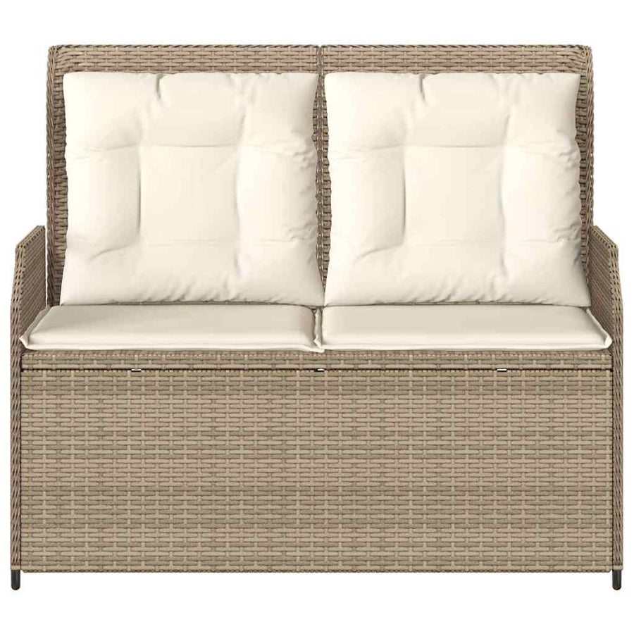 Tuinbank met kussen Beige Poly riet