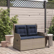 Tuinbank poly rattan grijs verstelbaar