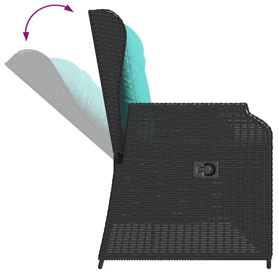 Tuinbank Zwart poly rattan