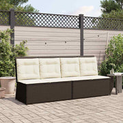 Tuinbank poly rattan bruin met kussen