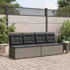 Tuinbank poly rattan grijs verstelbaar