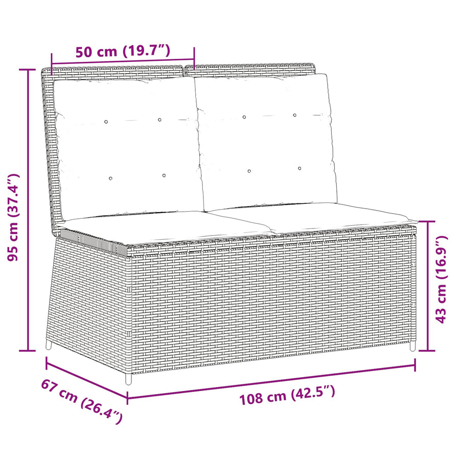 Tuinbank Grijs poly rattan