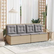 Tuinbank poly rattan beige verstelbaar