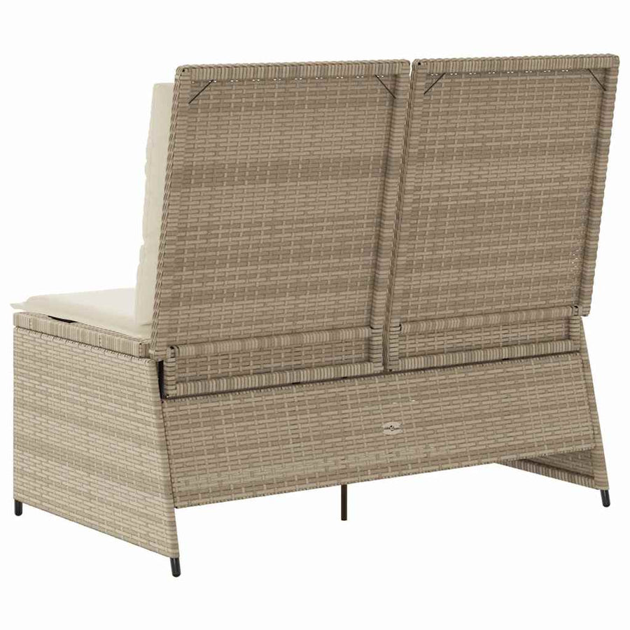 Tuinbank met kussen Beige Poly riet