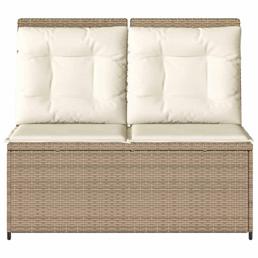 Tuinbank met kussen Beige Poly riet