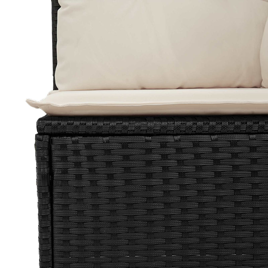 Tuinbank met kussen Zwart en Cream Wit poly rattan