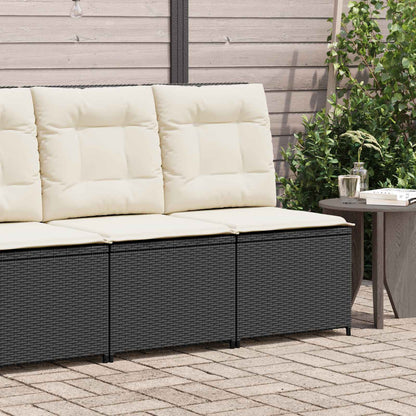 Tuinbank met kussen Zwart en Cream Wit poly rattan