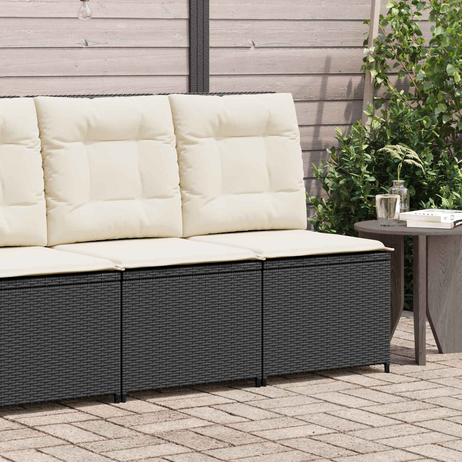 Tuinbank met kussen Zwart en Cream Wit poly rattan