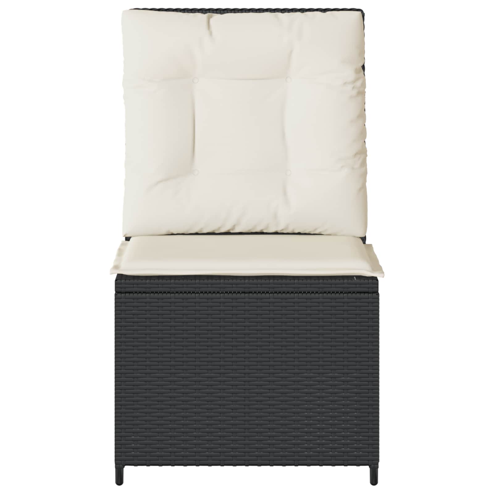 Tuinbank met kussen Zwart en Cream Wit poly rattan