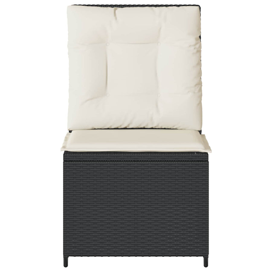 Tuinbank met kussen Zwart en Cream Wit poly rattan