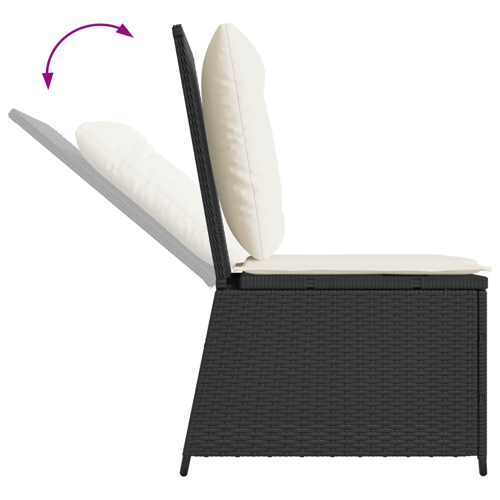 Tuinbank met kussen Zwart en Cream Wit poly rattan