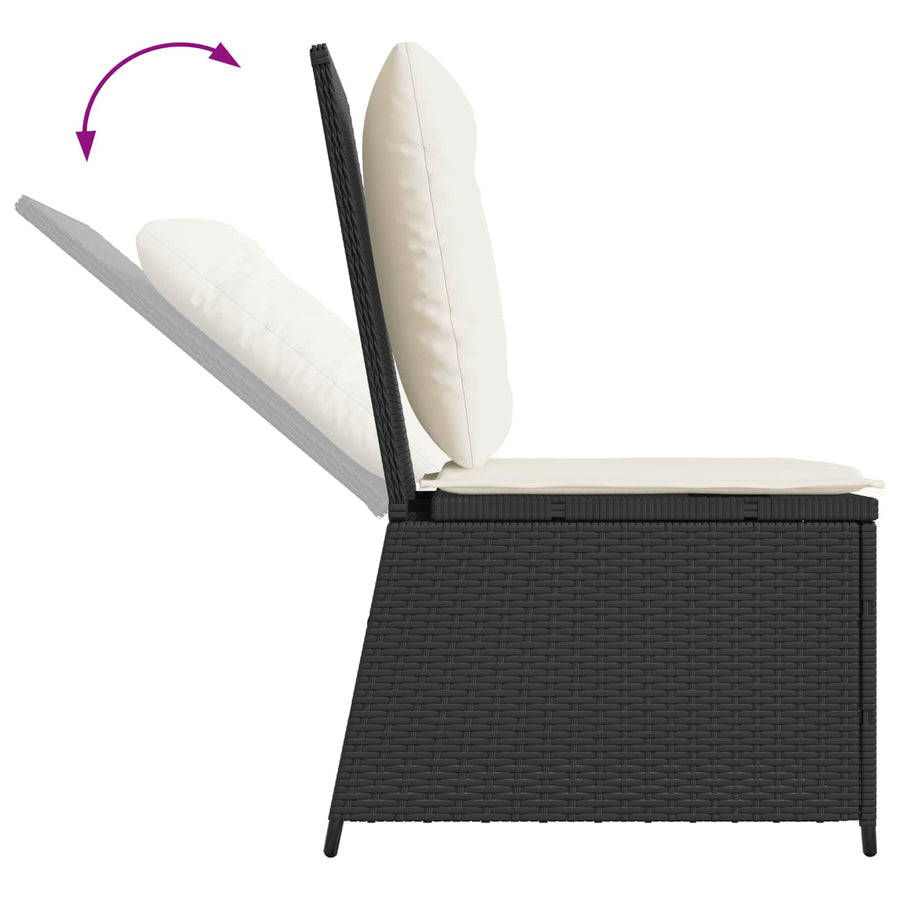 Tuinbank met kussen Zwart en Cream Wit poly rattan