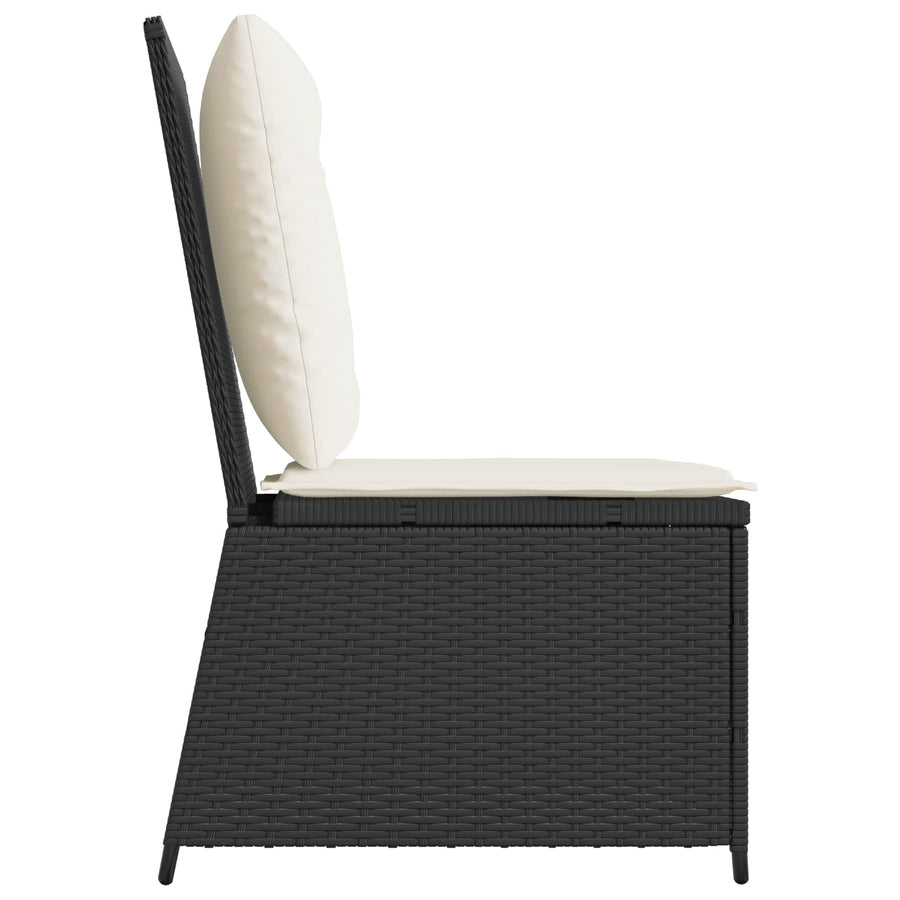 Tuinbank met kussen Zwart en Cream Wit poly rattan