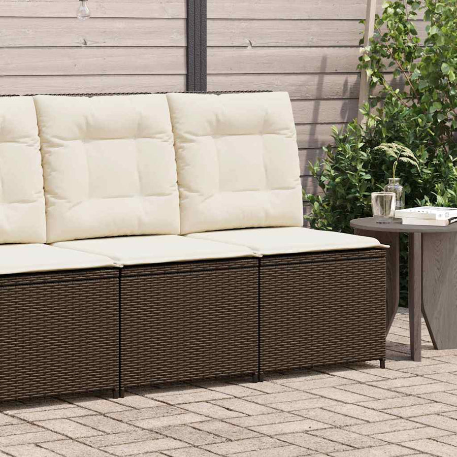 Tuinbank met kussen Zwart en Cream Wit poly rattan