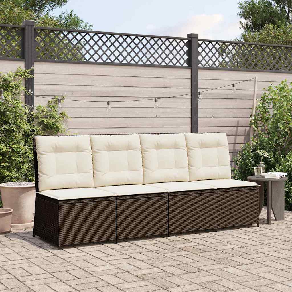 Tuinbank met kussen Zwart en Cream Wit poly rattan