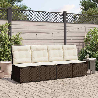 Tuinbank met kussen Zwart en Cream Wit poly rattan