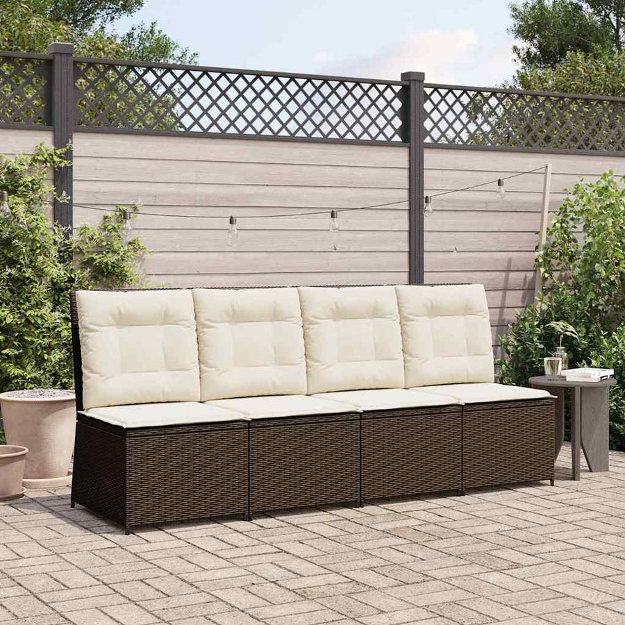 Tuinbank met kussen Zwart en Cream Wit poly rattan