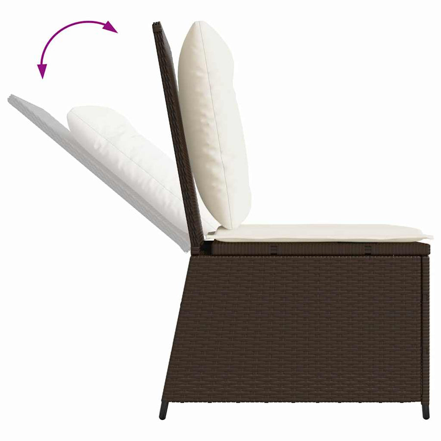 Tuinbank met kussen Zwart en Cream Wit poly rattan