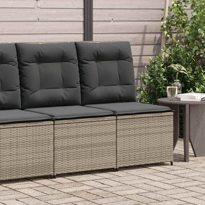 Tuinbank met kussen Grijs poly rattan