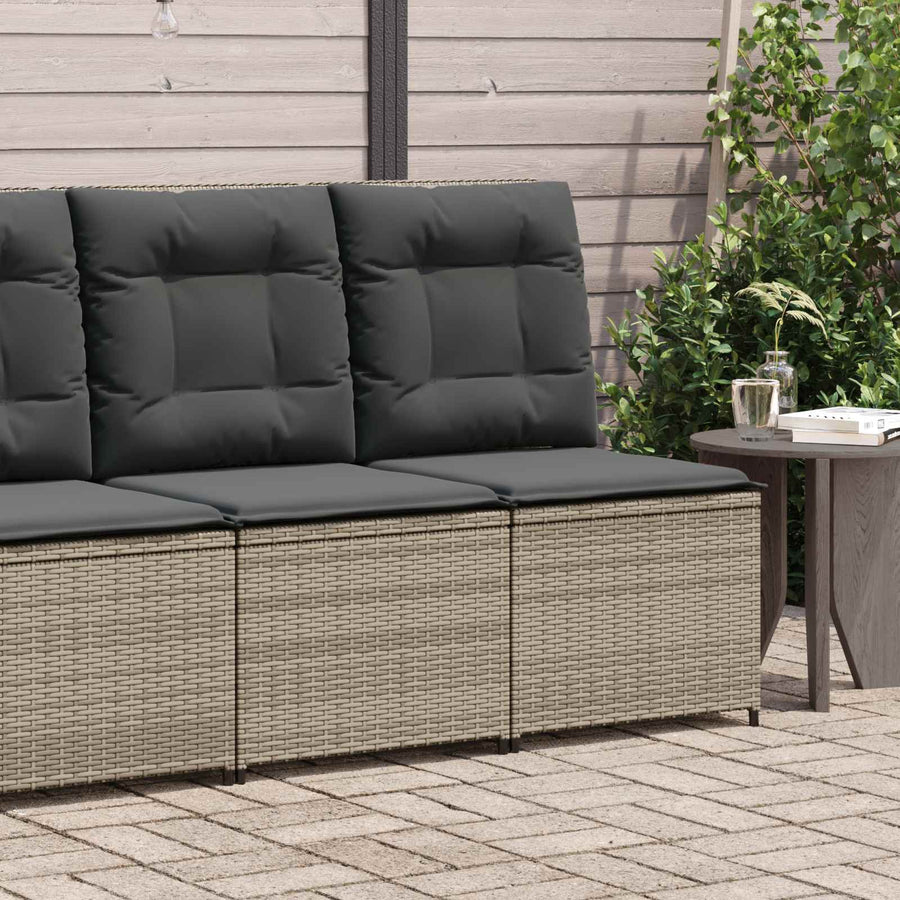 Tuinbank met kussen Grijs poly rattan
