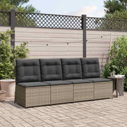 Tuinbank poly rattan grijs met kussen