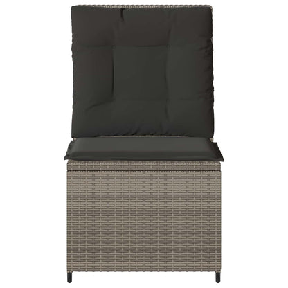 Tuinbank met kussen Grijs poly rattan