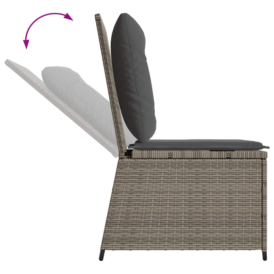 Tuinbank met kussen Grijs poly rattan