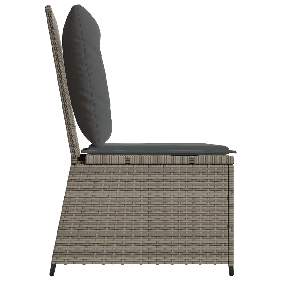 Tuinbank met kussen Grijs poly rattan