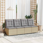 Tuinbank poly rattan beige grijs met kussen