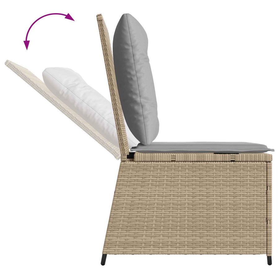 Tuinbank met kussen Beige en Grijs poly rattan