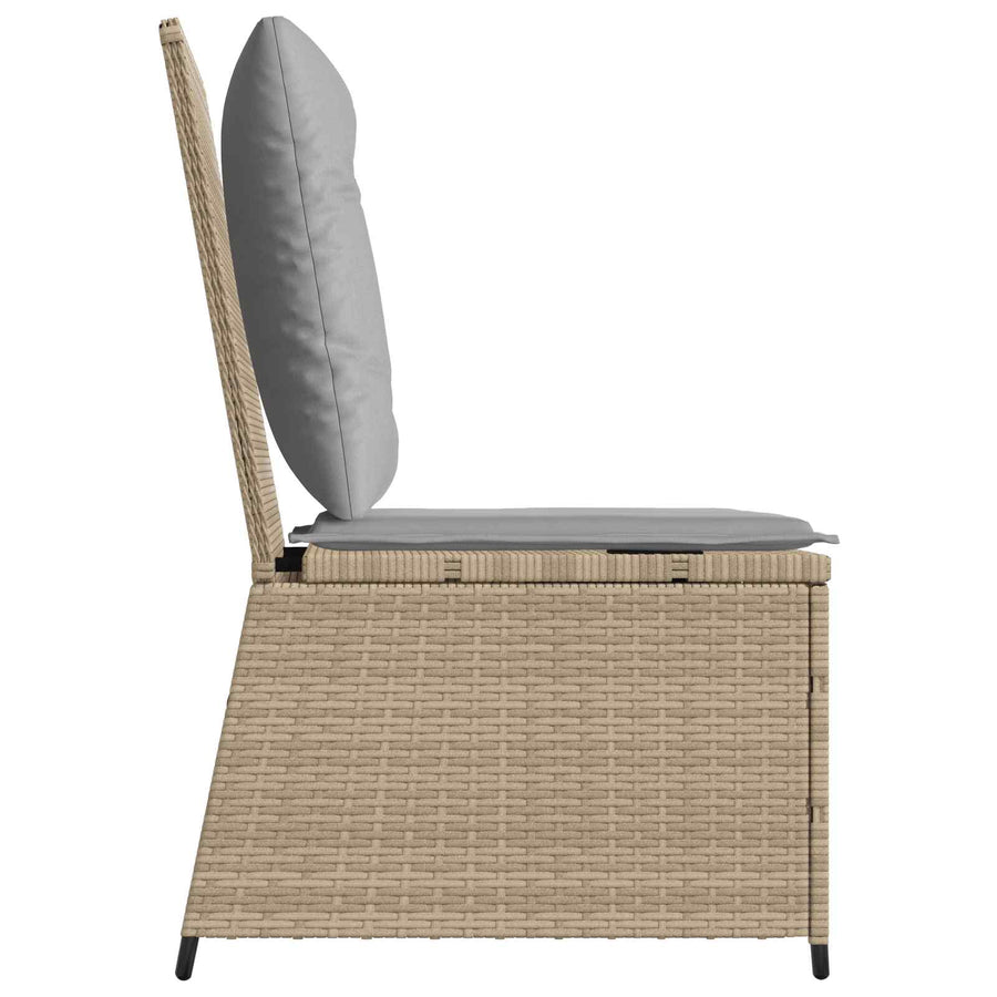Tuinbank met kussen Beige en Grijs poly rattan