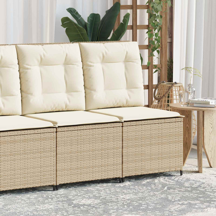 Tuinbank met kussen Zwart en Cream Wit poly rattan